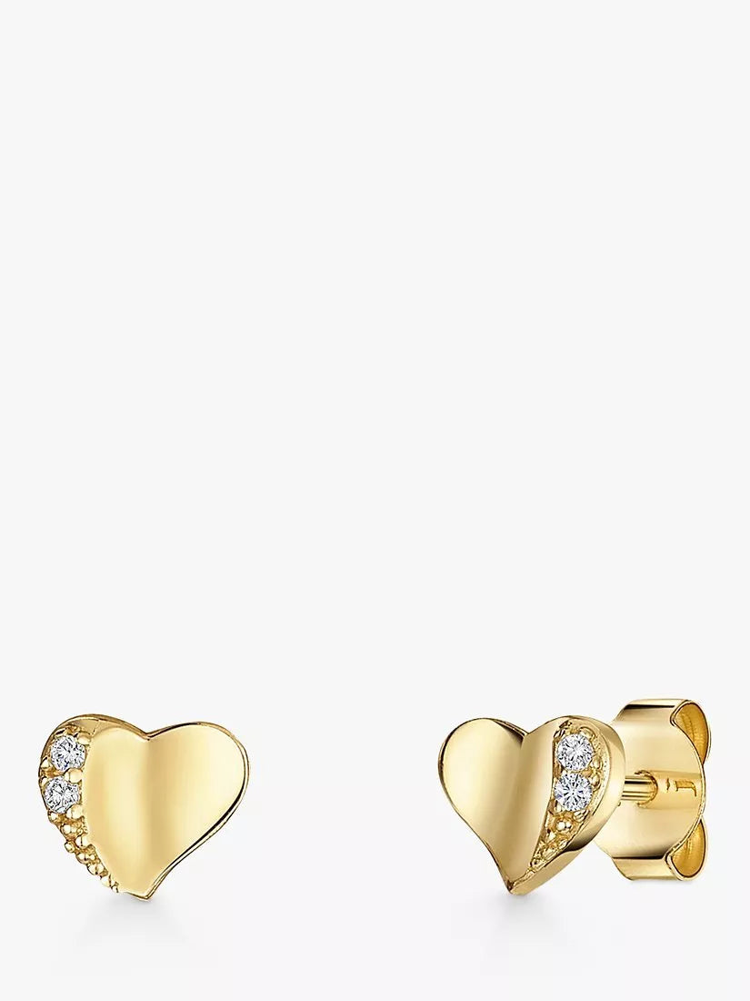 Jools by Jenny Brown Cubic Zirconia Small Heart Stud Earrings Silver