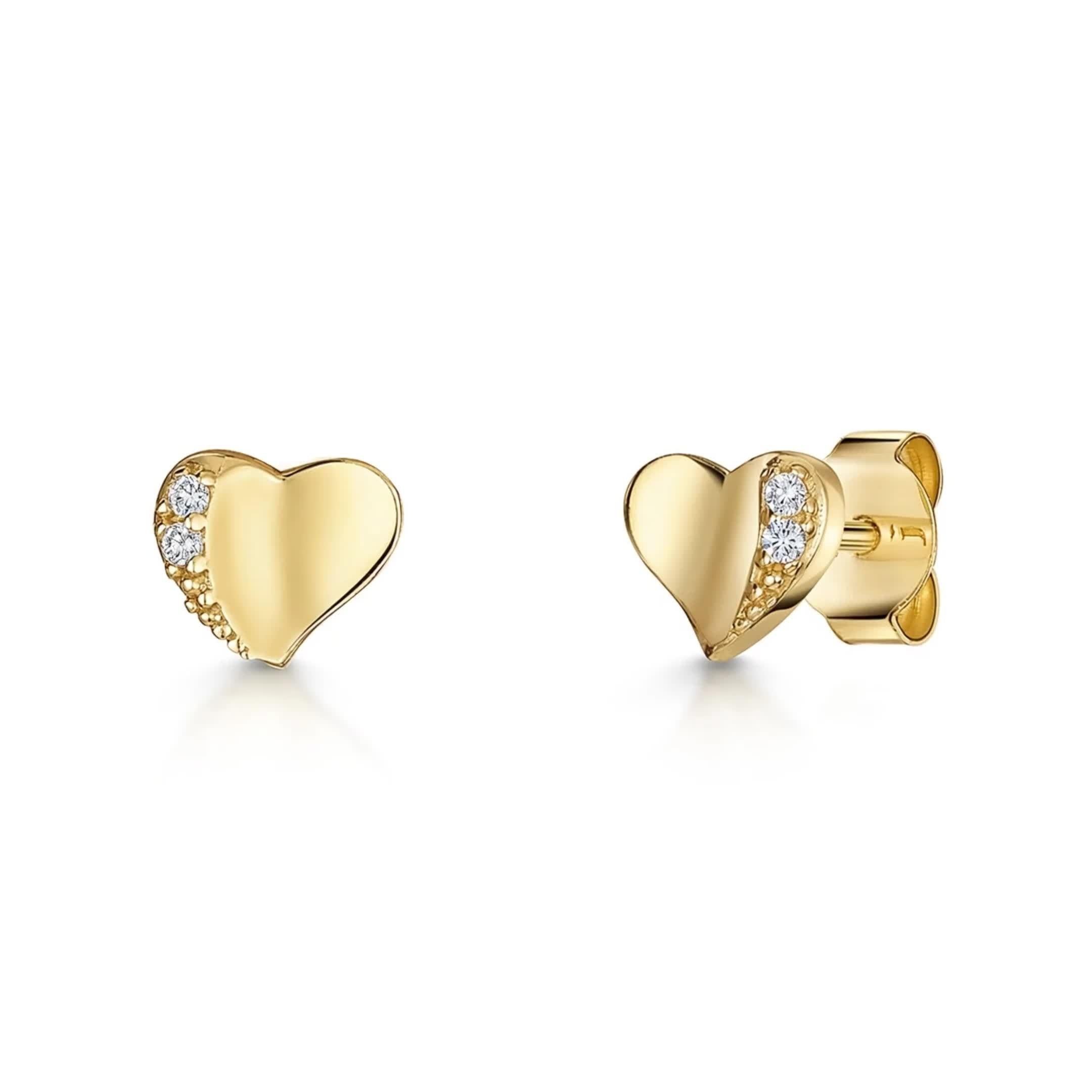 Jools by Jenny Brown heart stud earrings silver cubic zirconia, UK version