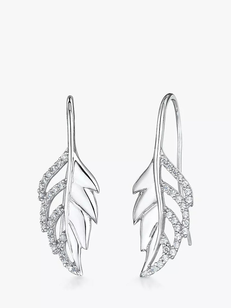 Jools by Jenny Brown cubic zirconia drop earrings silver, imported from UK