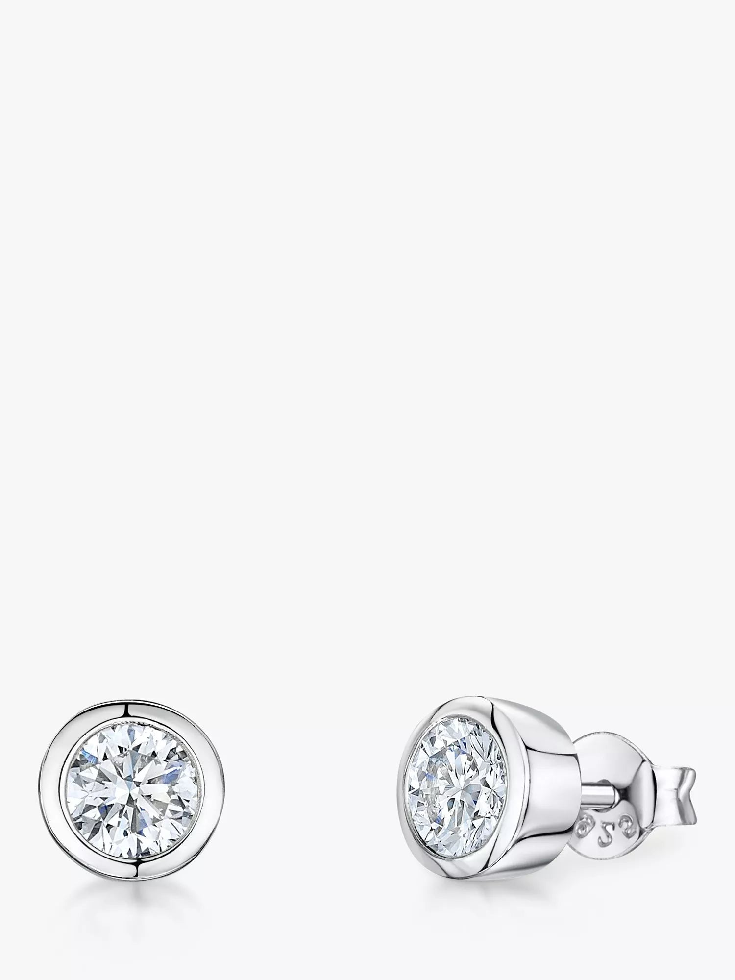Jools by Jenny Brown cubic zirconia rubover stud earrings 0.7cm, imported from the UK