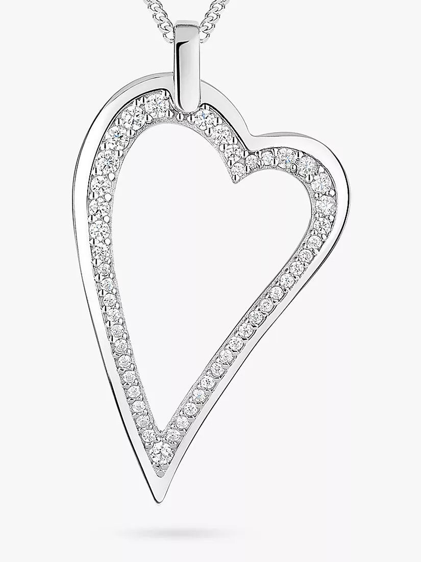 Jools by Jenny Brown silver cubic zirconia heart pendant necklace, UK version