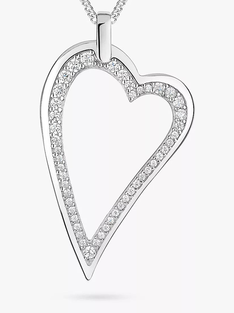 Jools by Jenny Brown silver cubic zirconia heart pendant necklace, UK version