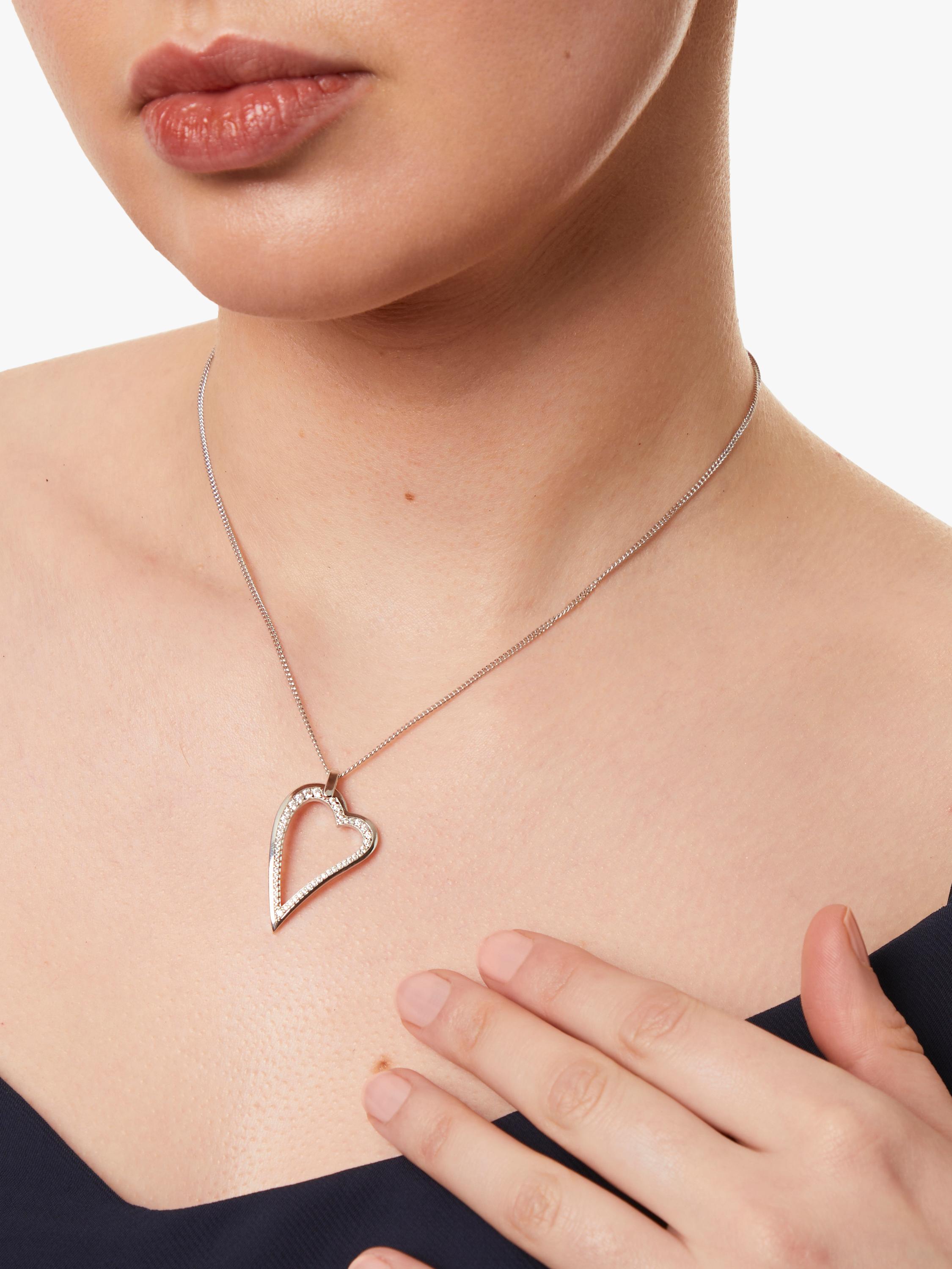 Jools by Jenny Brown silver cubic zirconia heart pendant necklace, UK version