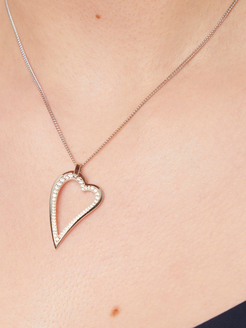 Jools by Jenny Brown silver cubic zirconia heart pendant necklace, UK version