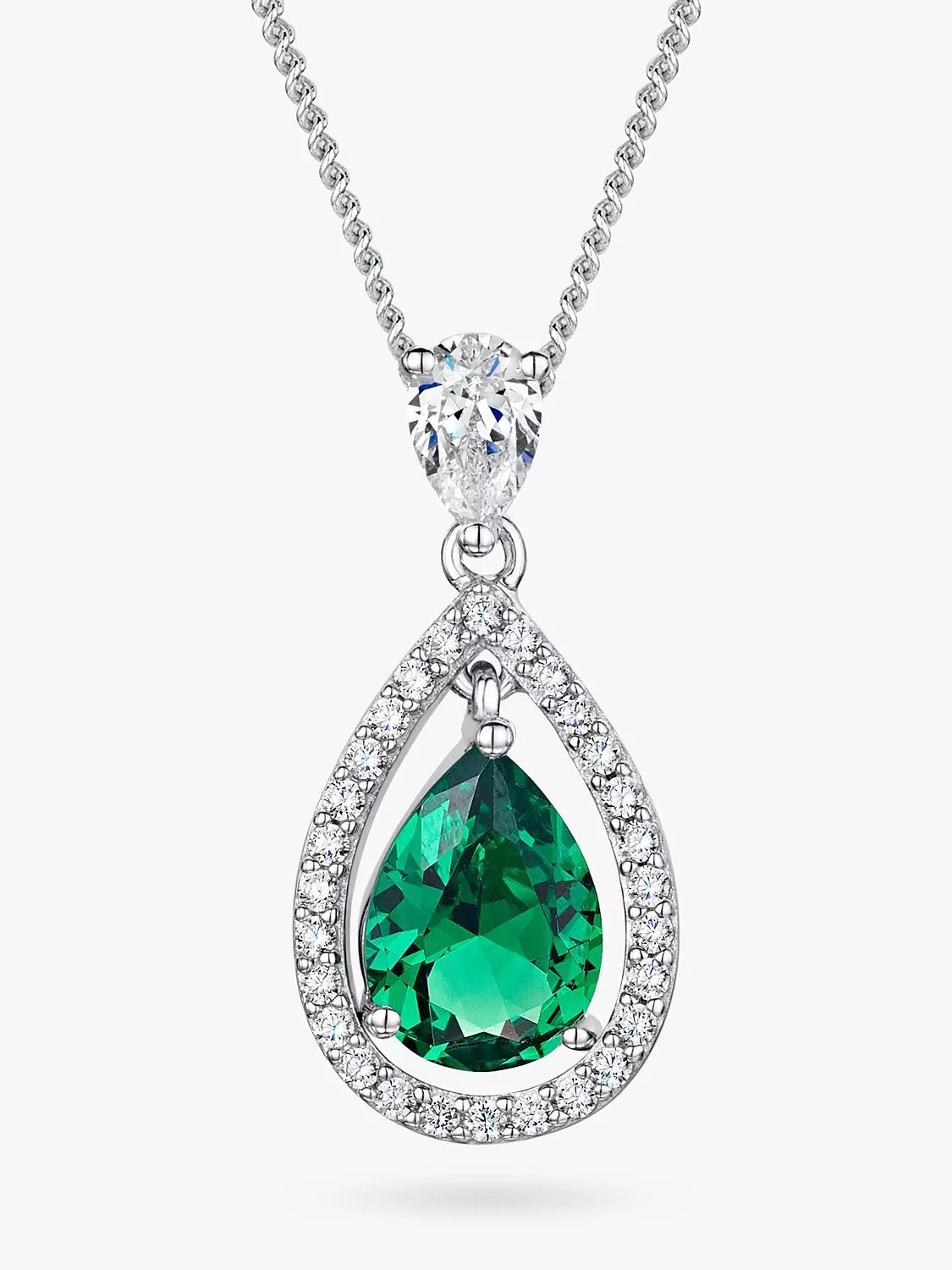Jools by Jenny Brown Cubic Zirconia Suspended Pear Stone Pendant Necklace, 16 inches