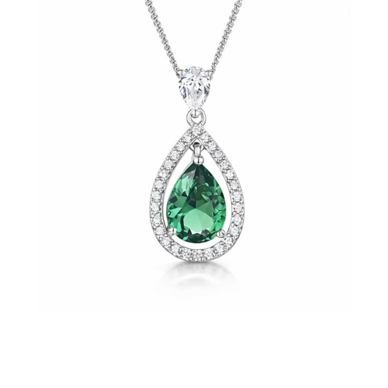 Jools by Jenny Brown cubic zirconia pear pendant necklace 16 inch chain, UK version