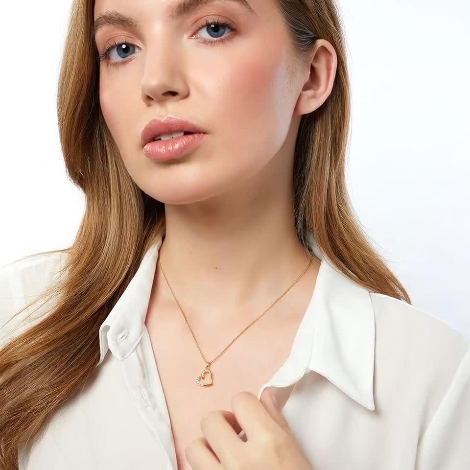Jools by Jenny Brown cubic zirconia hanging heart necklace, UK version