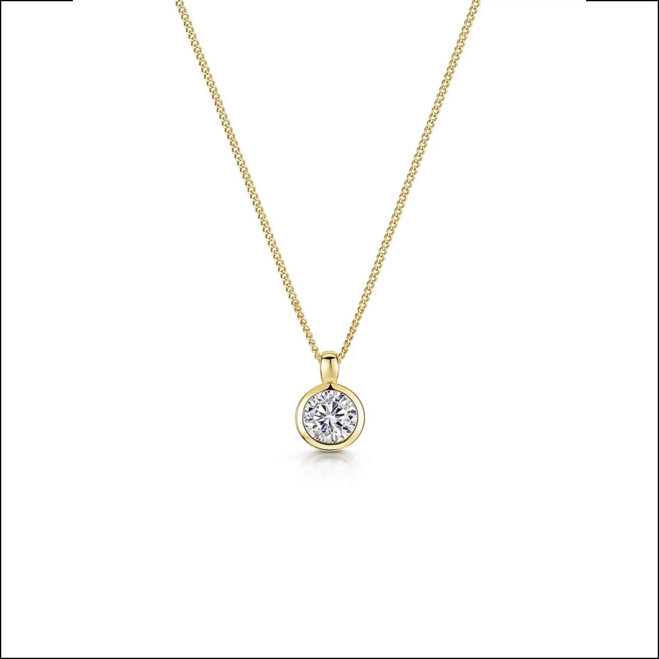 Jools cubic zirconia rubover pendant necklace 6mm, imported from the UK