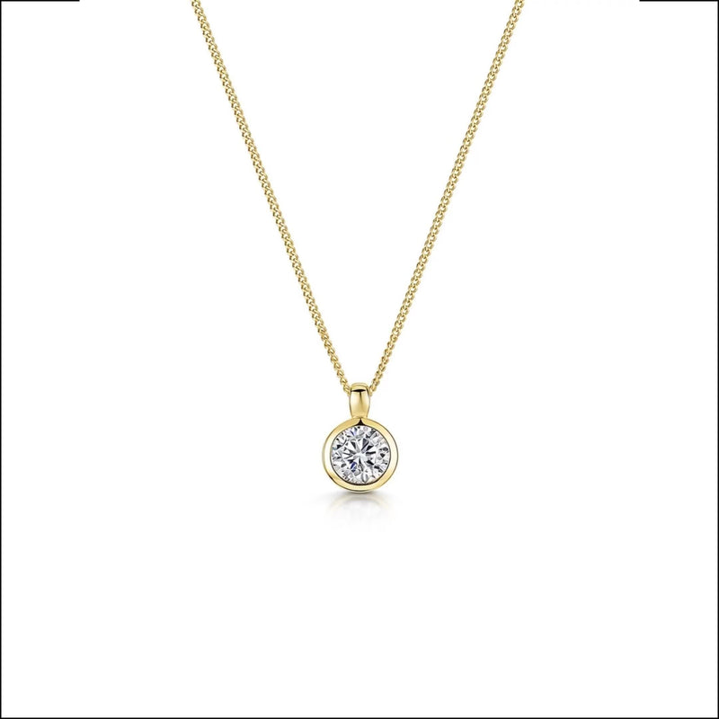 Jools cubic zirconia rubover pendant necklace 6mm, imported from the UK