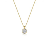 Jools cubic zirconia rubover pendant necklace 6mm, imported from the UK