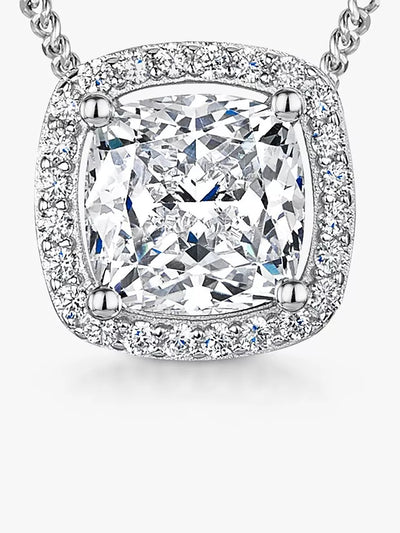 John Lewis Jools by Jenny Brown Large Cushion Cut Cubic Zirconia Halo Pendant Necklace Silver- Buy online at McGrocer