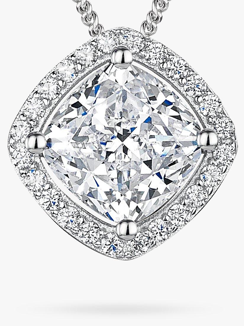 Jools by Jenny Brown large cubic zirconia halo pendant necklace silver - British product