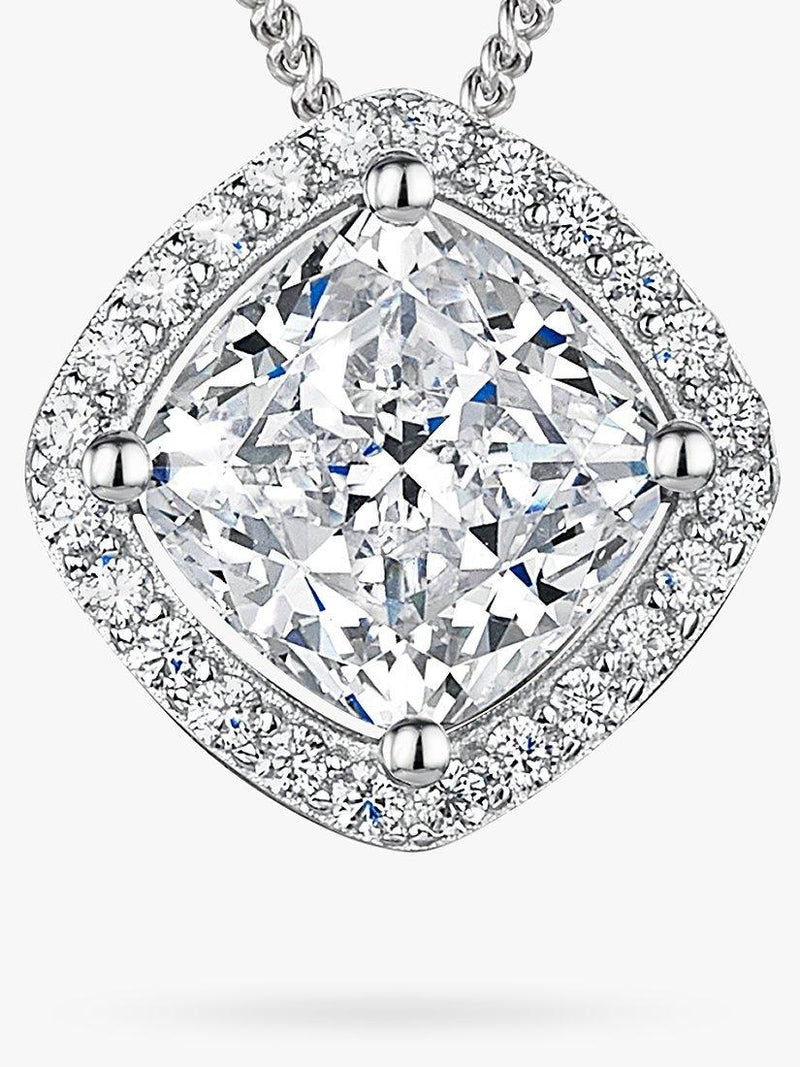 Jools by Jenny Brown large cubic zirconia halo pendant necklace silver - British product