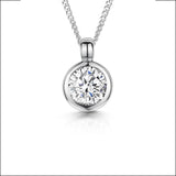 Jools cubic zirconia rubover pendant necklace 6mm, imported from the UK