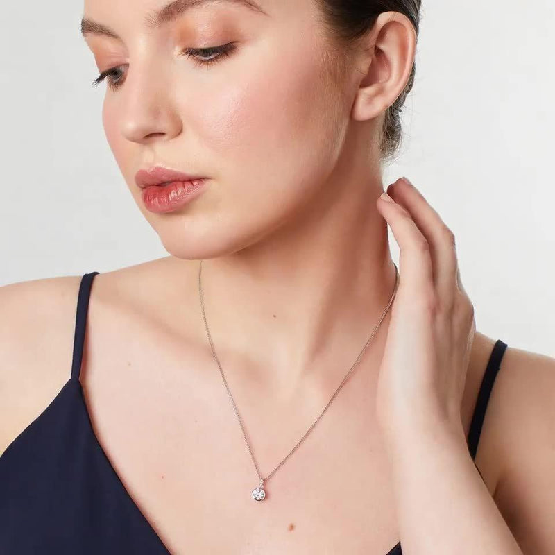 Jools cubic zirconia rubover pendant necklace 6mm, imported from the UK