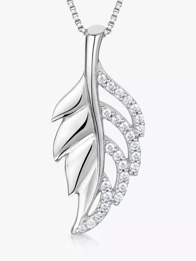 John Lewis Jools by Jenny Brown Cubic Zirconia Leaf Pendant Necklace, Silver- Buy online at McGrocer