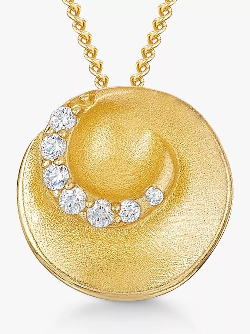 Jools by Jenny Brown Cubic Zirconia Satin Swirl Pendant Necklace, 41-46cm