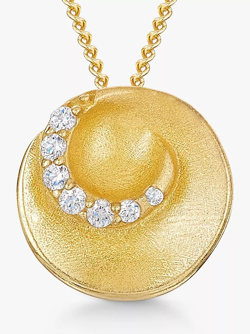 Jools by Jenny Brown Cubic Zirconia Satin Swirl Pendant Necklace, 41-46cm