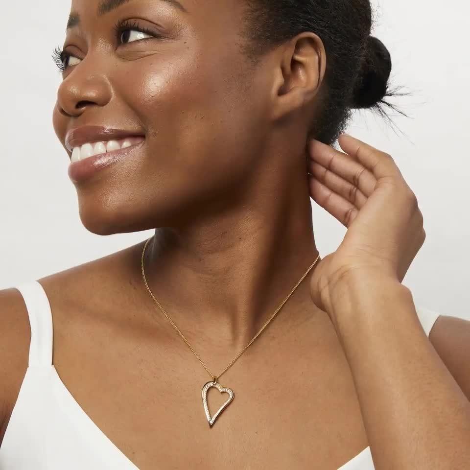 Jools by Jenny Brown silver cubic zirconia heart pendant necklace, UK version