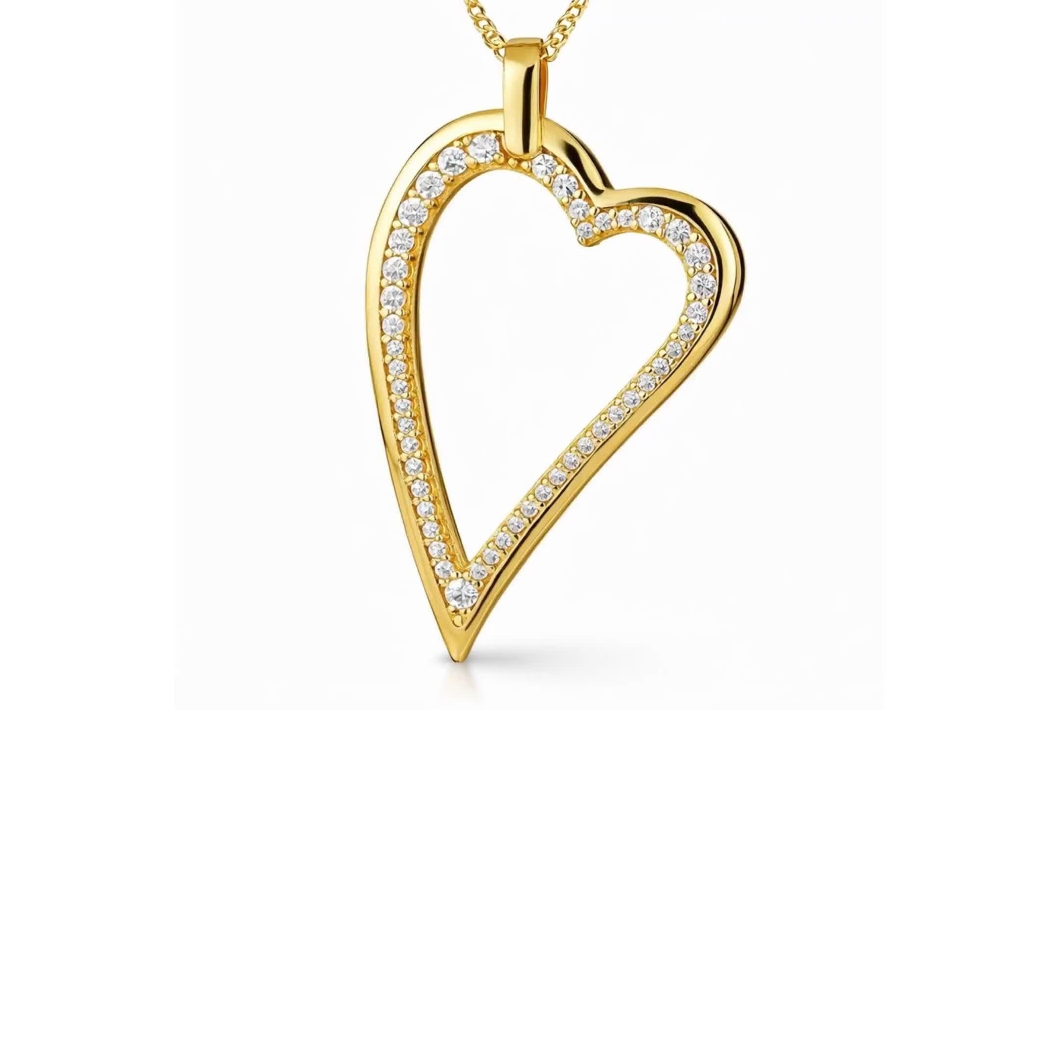 Jools by Jenny Brown silver cubic zirconia heart pendant necklace, UK version