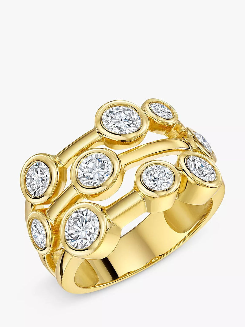Jools by Jenny Brown cubic zirconia bubble ring 9 stone gold (British brand)