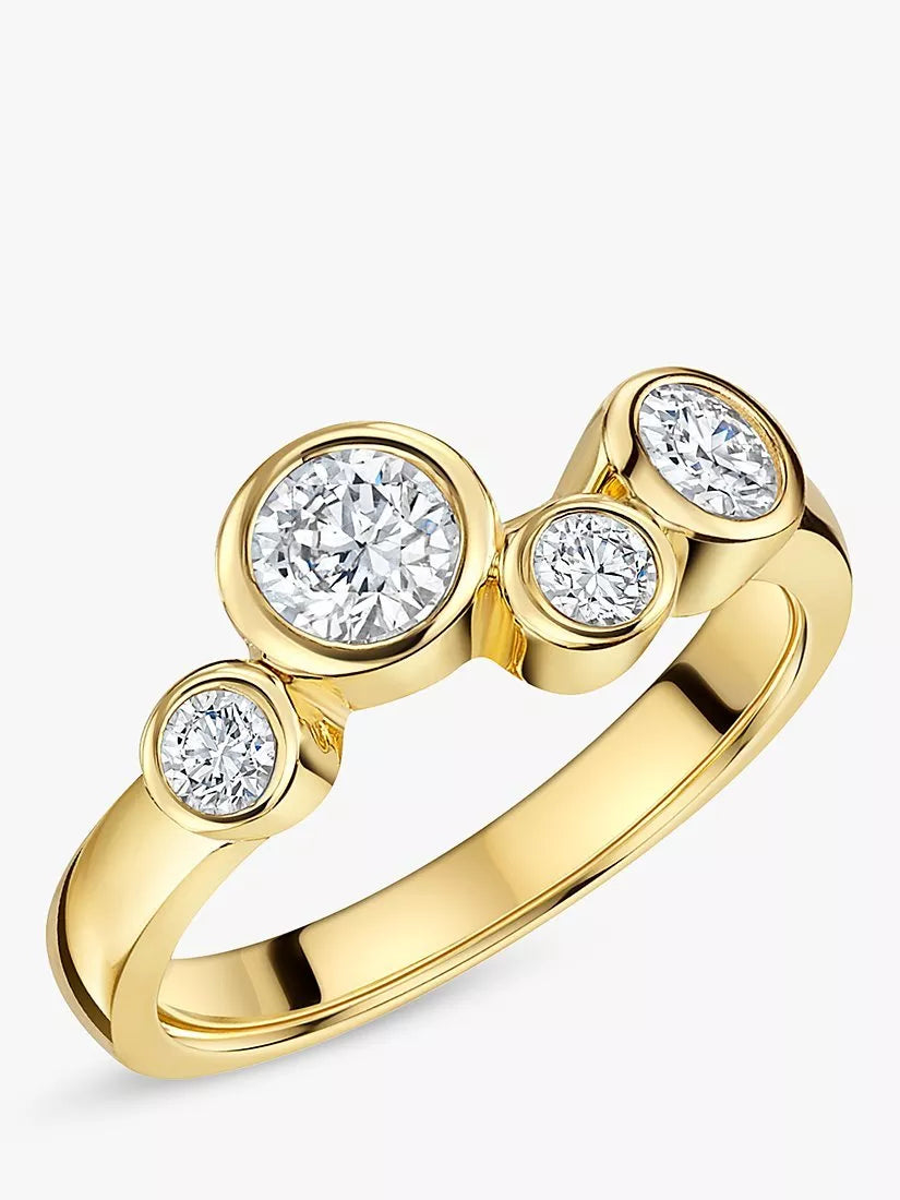 Jools by Jenny Brown 4 stone cubic zirconia bubble ring gold (British brand)
