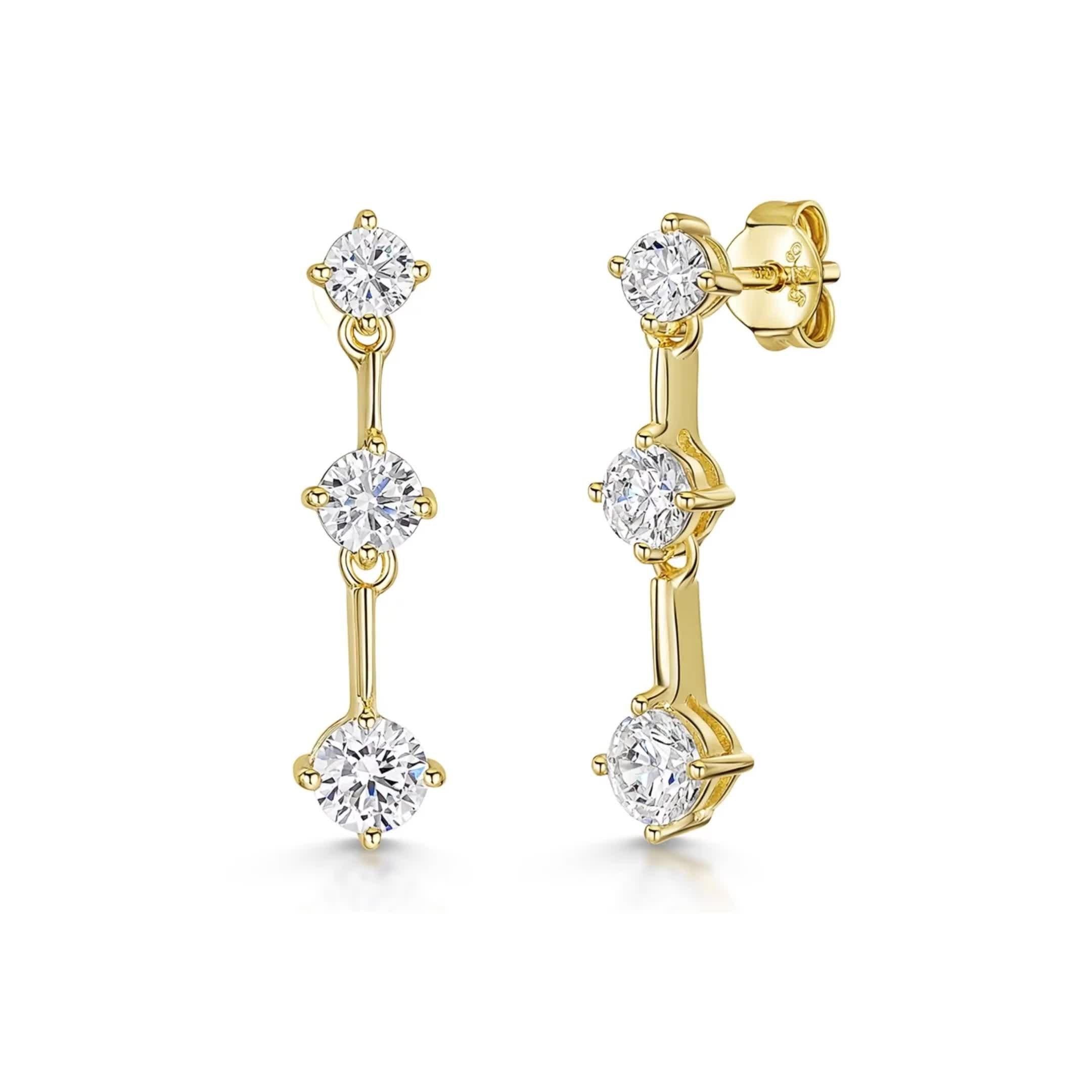 Jools by Jenny Brown three stone cubic zirconia drop earrings 2.5cm (British brand)