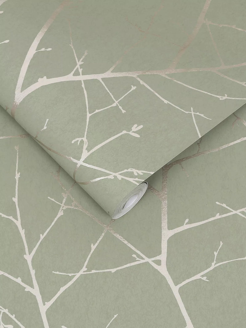 Graham & Brown Boreas Sage wallpaper, imported from the UK