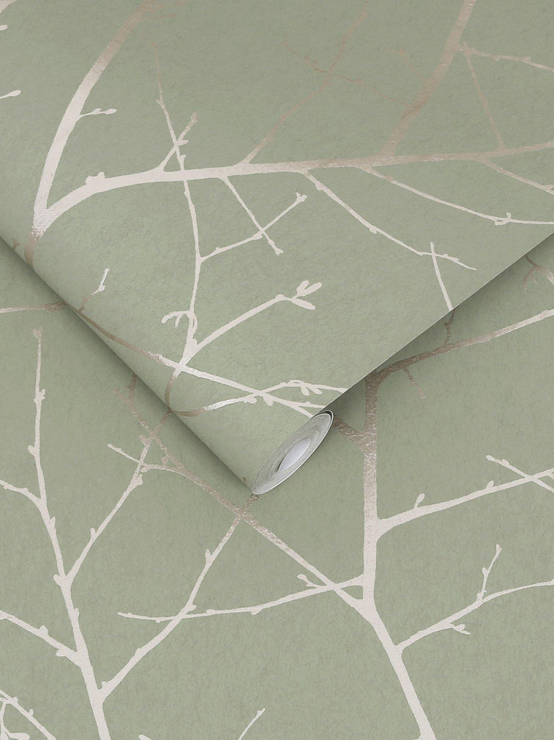 Graham & Brown Boreas Sage wallpaper, imported from the UK