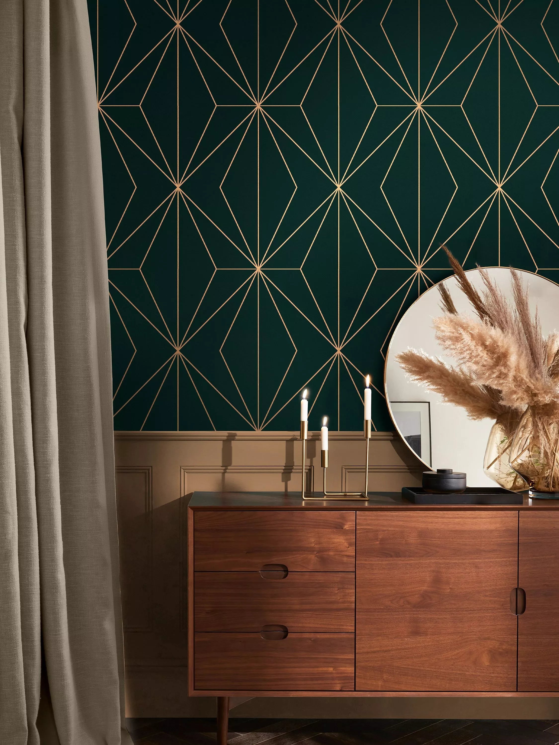Graham & Brown Harmony geometric wallpaper (British brand)