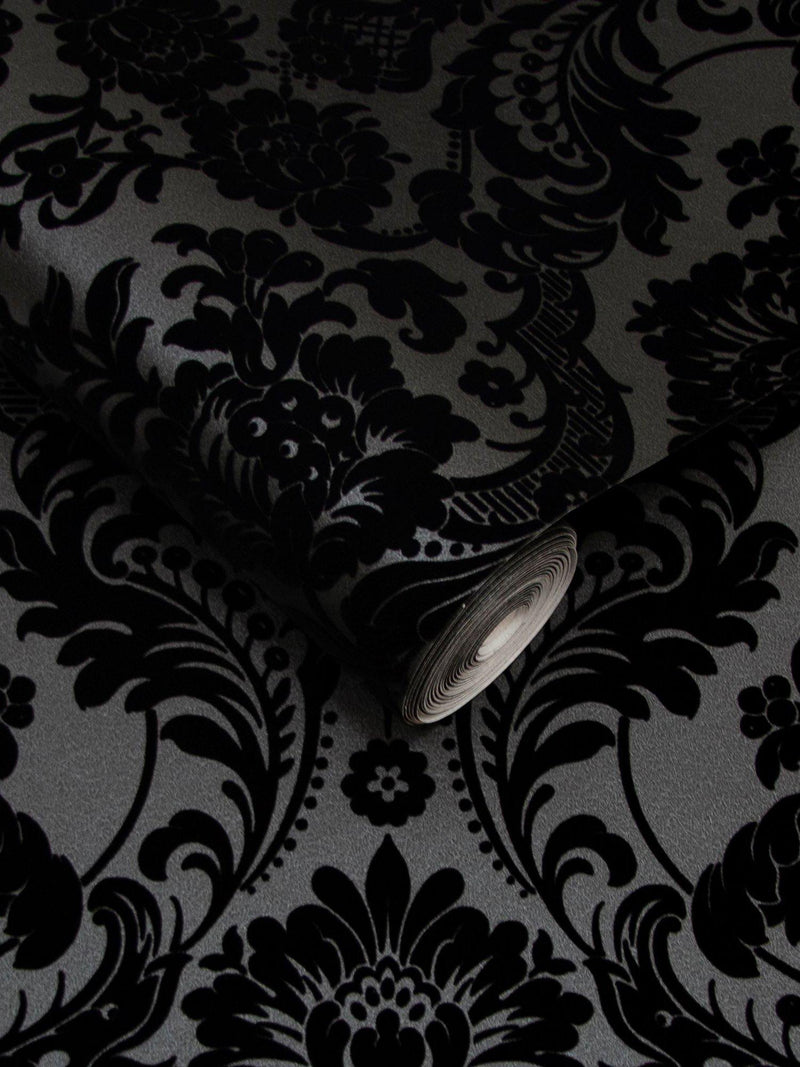 Graham & Brown Gothic Damask Noir wallpaper L10m W52cm - British product
