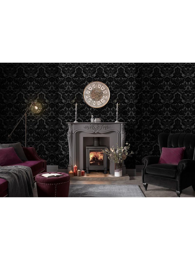 Graham & Brown Gothic Damask Noir wallpaper L10m W52cm - British product
