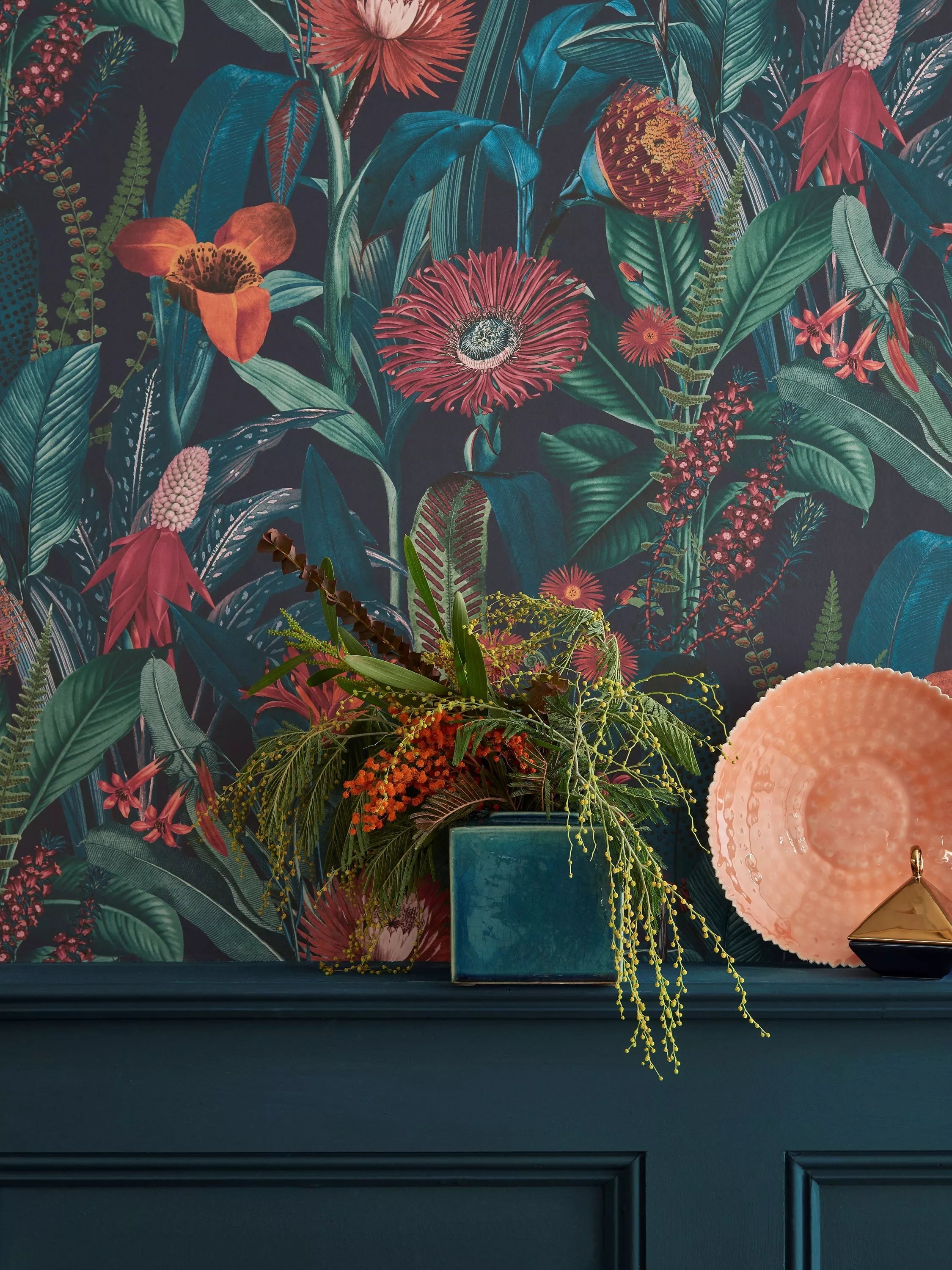 Graham & Brown Tigerlily wallpaper floral design, imported from the UK