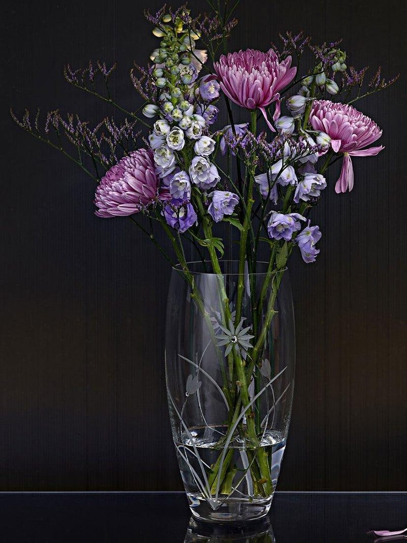 Dartington Crystal Glass Vase Glitz Daisy Clear 26cm - British product