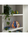 LSA International orange and blue striped glass vase, 19cm height, UK version