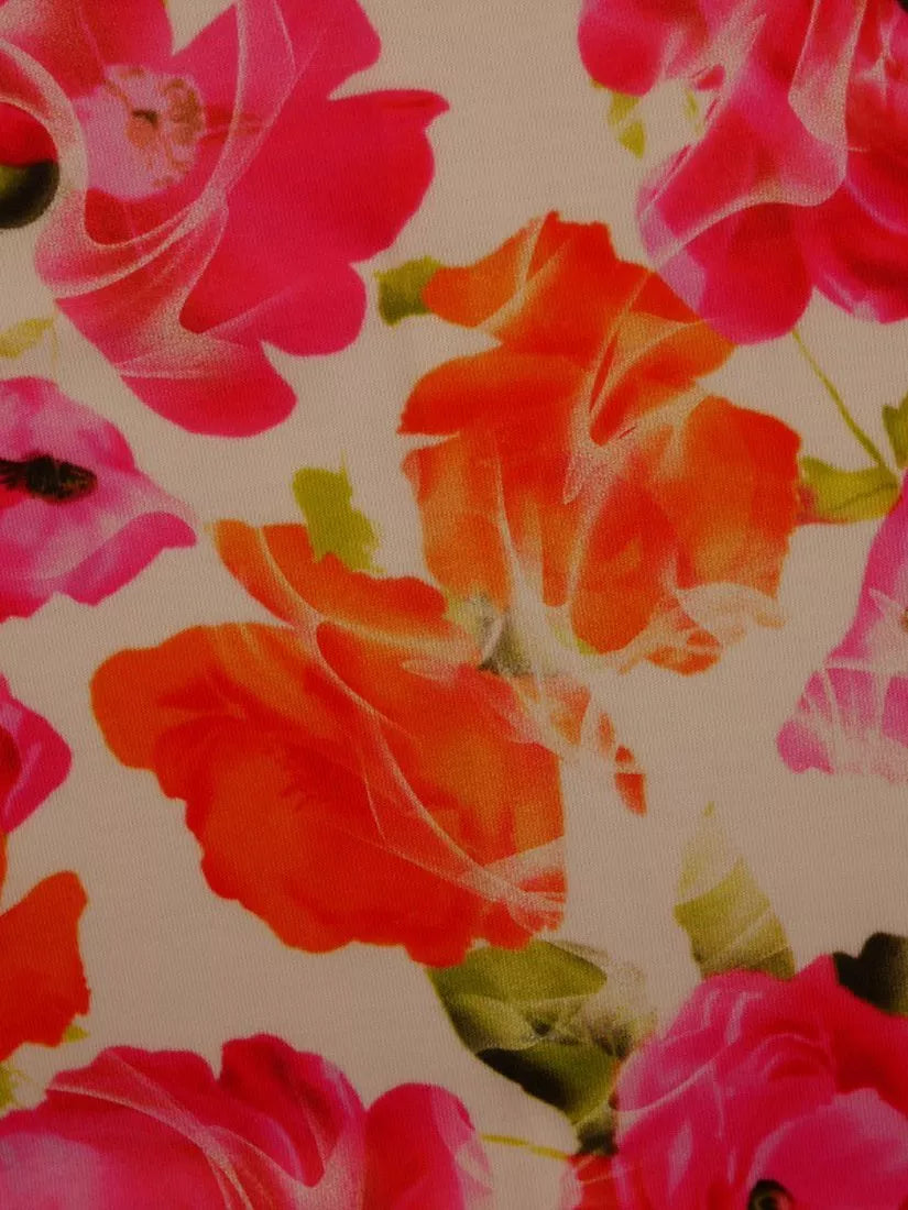 Montreux Fabrics Warm Toned Roses pink jersey fabric, UK version