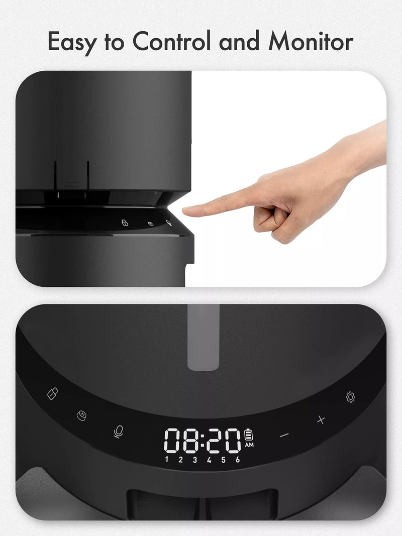 Petlibro automatic cordless dual cat feeder in black with 5L capacity, imported from the UK