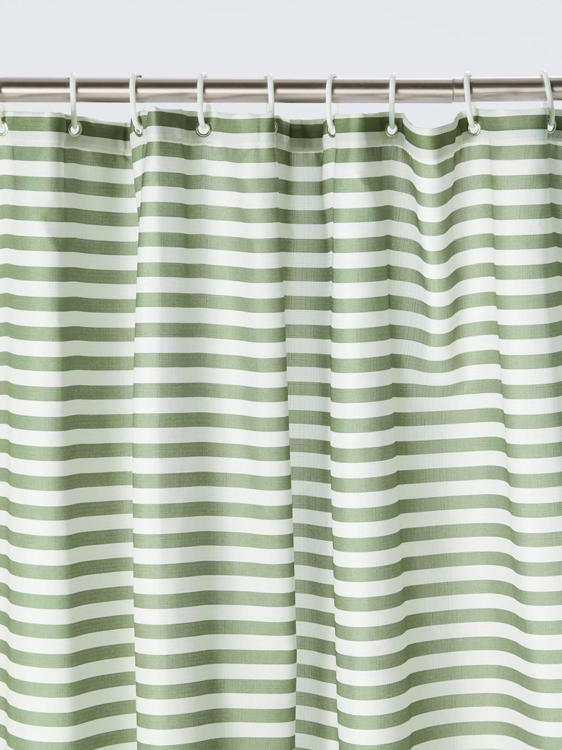 John Lewis green horizontal stripe shower curtain 180x180cm, UK version