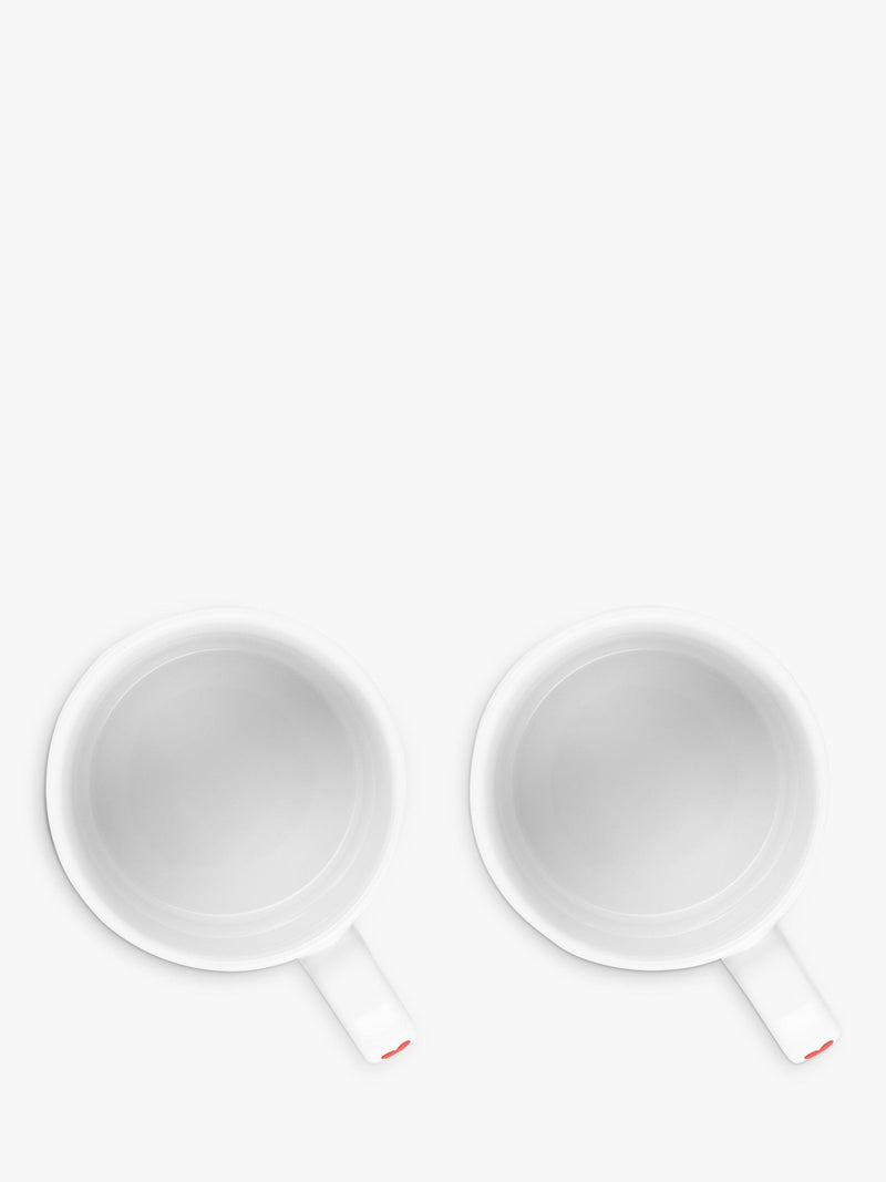 Le Creuset hearts stoneware mug set, 350ml, white and pink, UK version