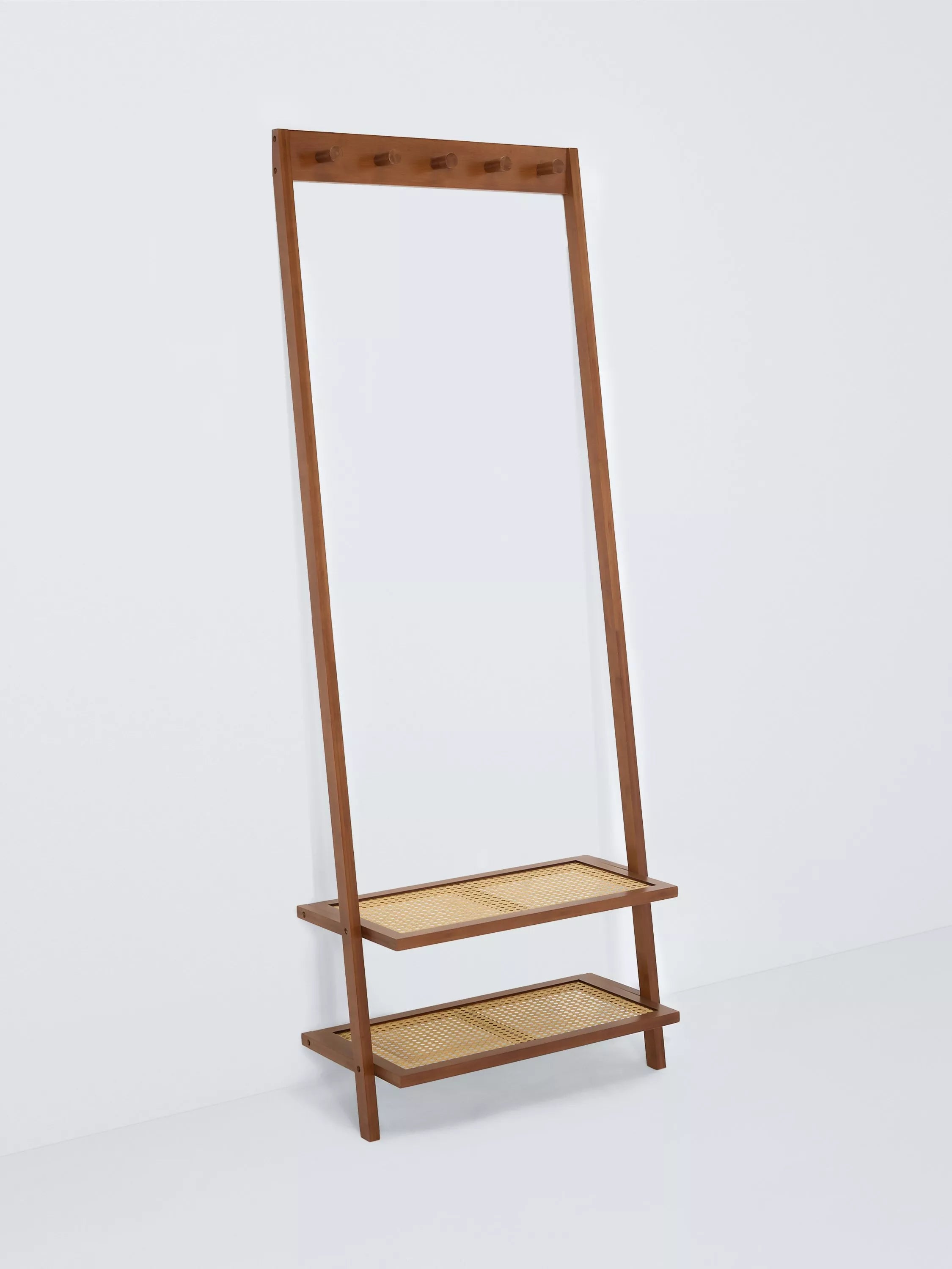 John Lewis bamboo leaning clothes rail cherry wood (British brand)