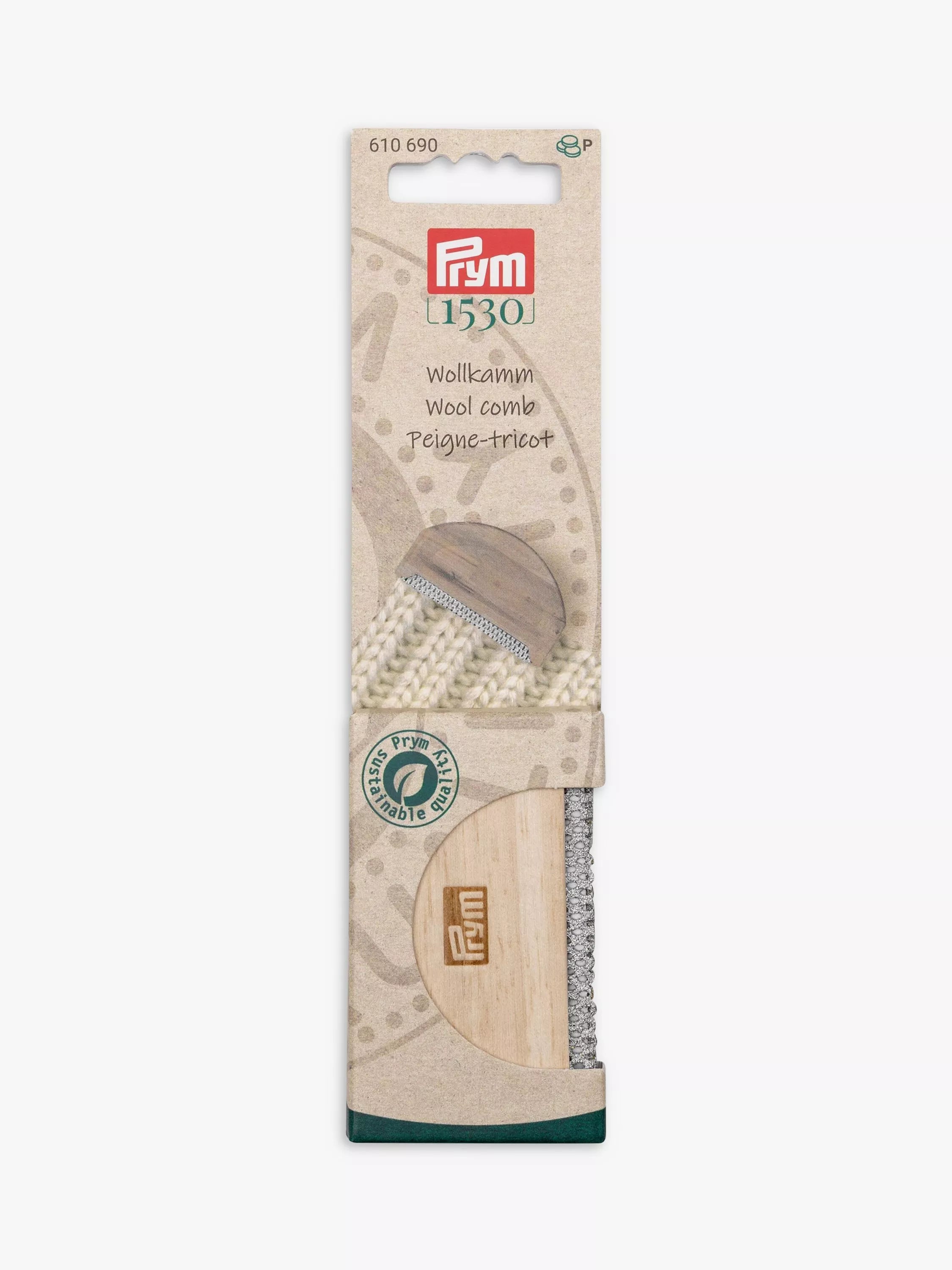 Prym wool comb wooden tool 7.6cm (British brand)