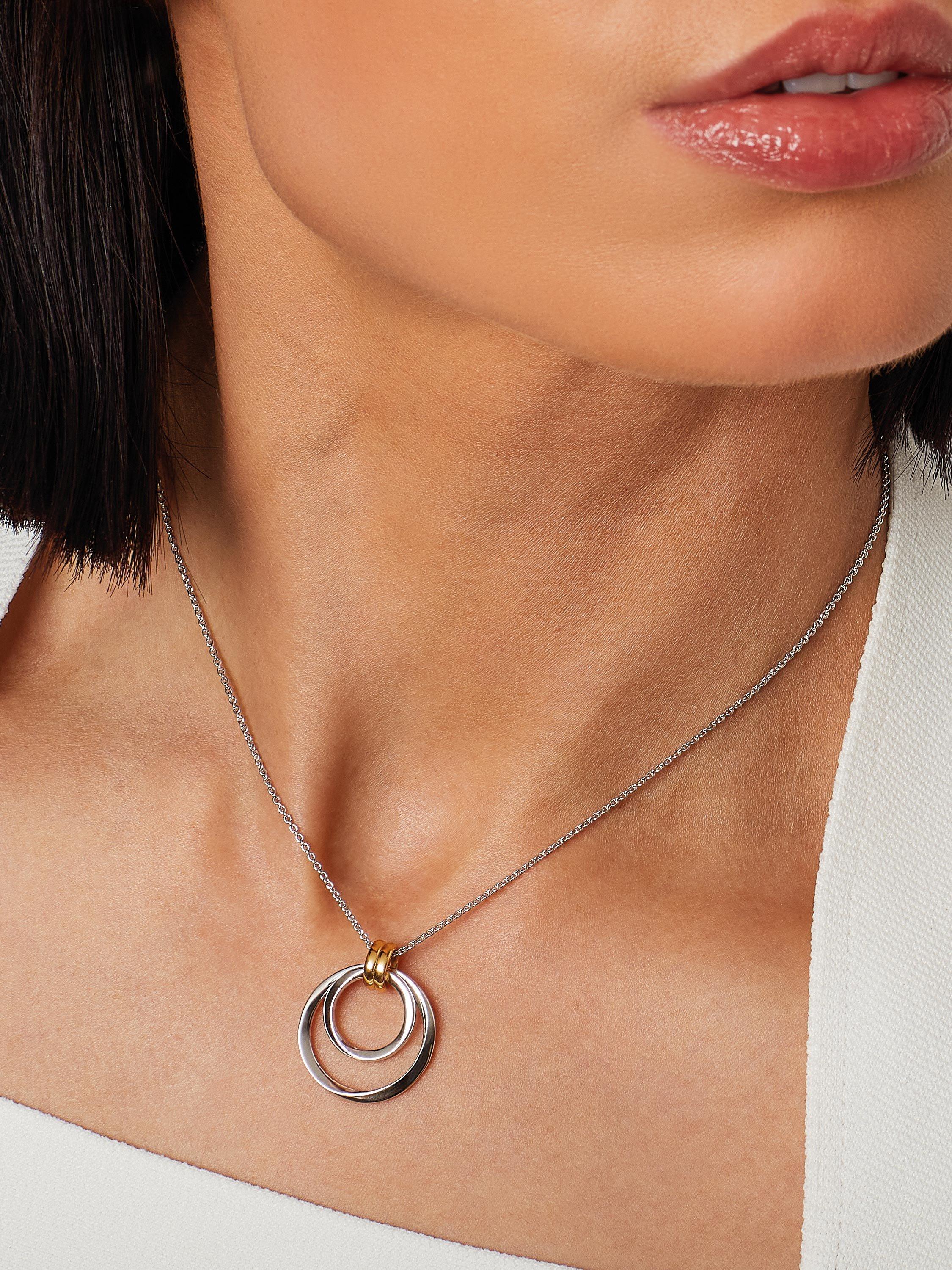 Kit Heath pendant necklace double circle silver gold 45cm, UK version