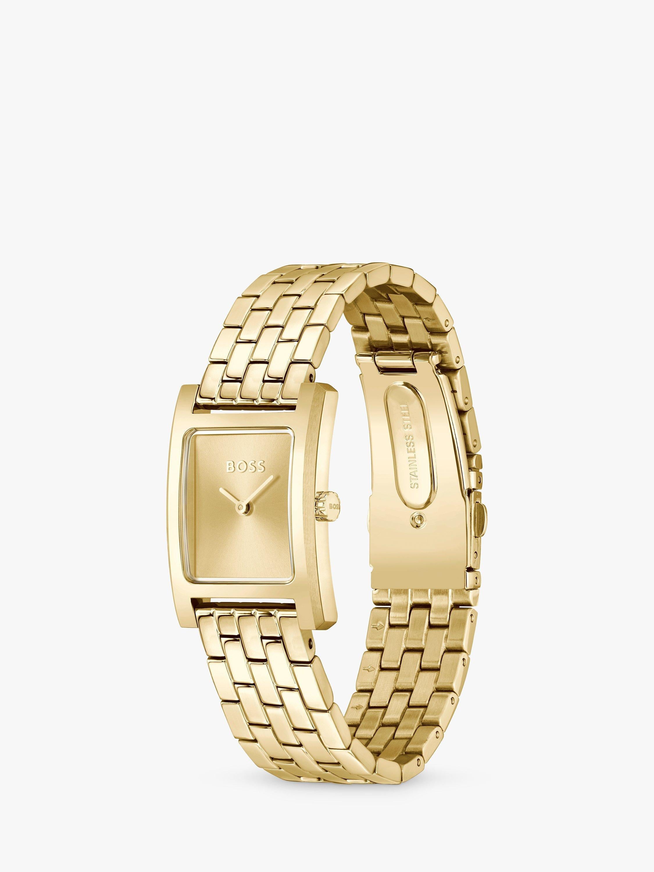 HUGO BOSS women's square watch gold bracelet, UK version