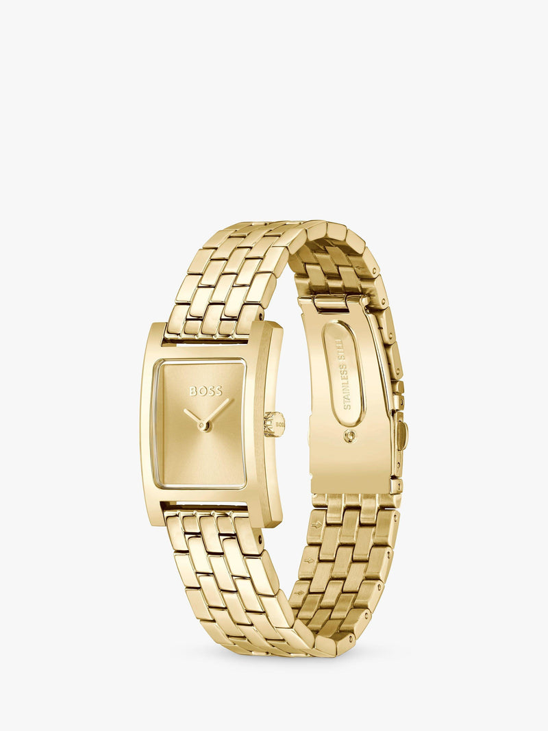 HUGO BOSS women's square watch gold bracelet, UK version