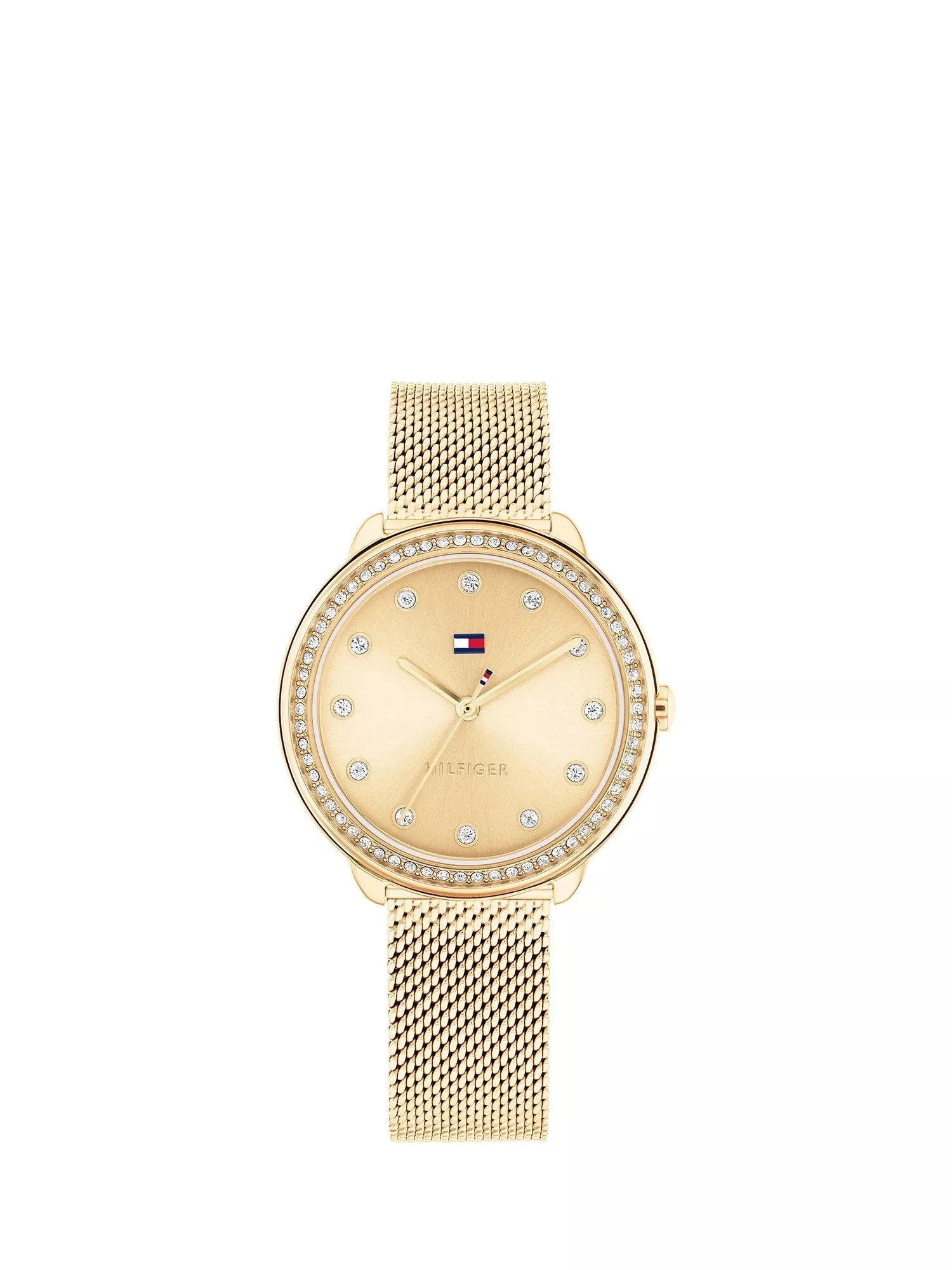 Tommy Hilfiger Damen-Uhr mit Kristalllünette und Mesh-Armband 32 mm