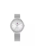 Tommy Hilfiger Damenuhr mit Kristalllünette und Mesh-Armband 32 mm - britisches Produkt
