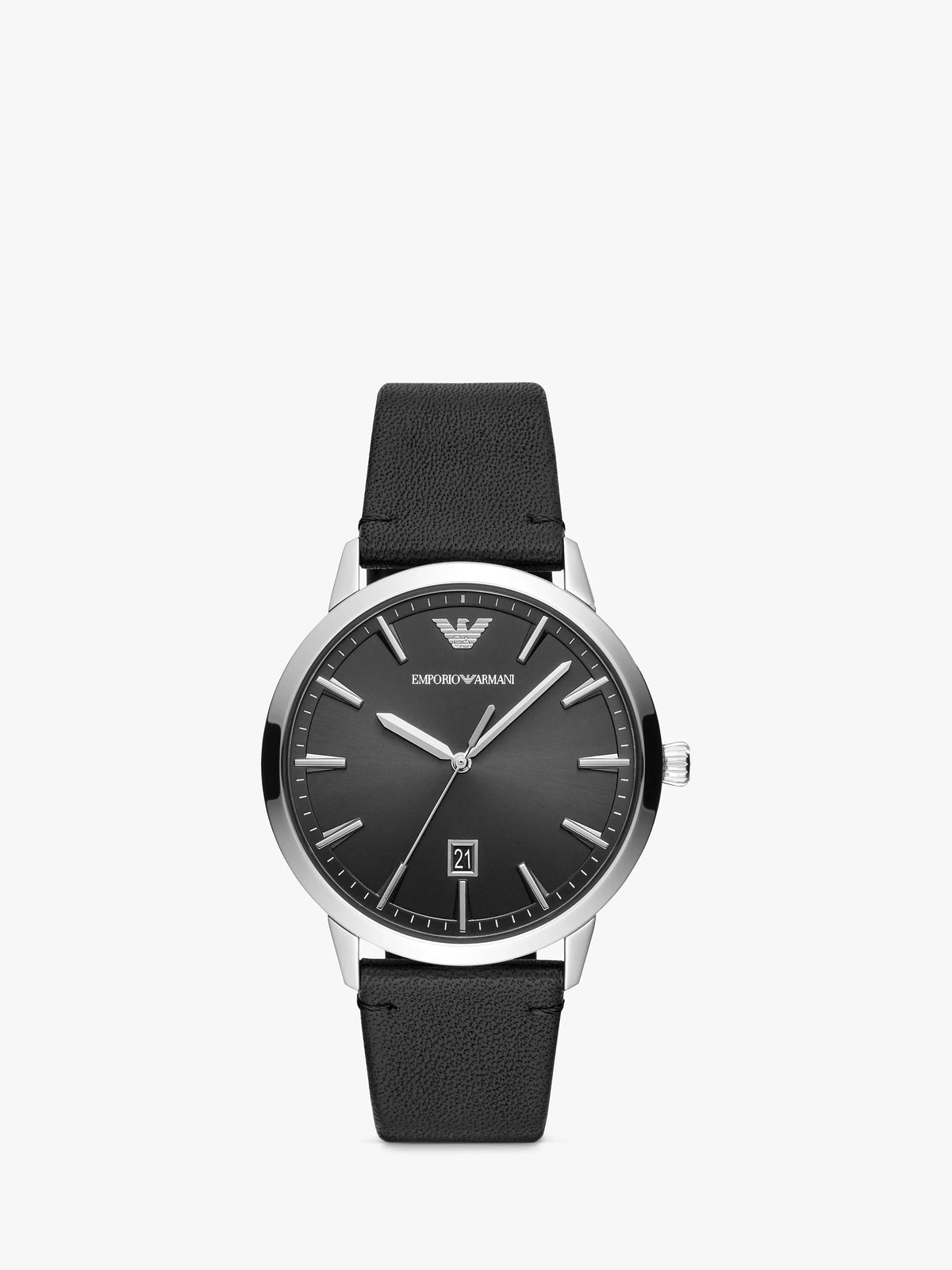 Emporio Armani men's date leather strap watch 43mm (British brand)