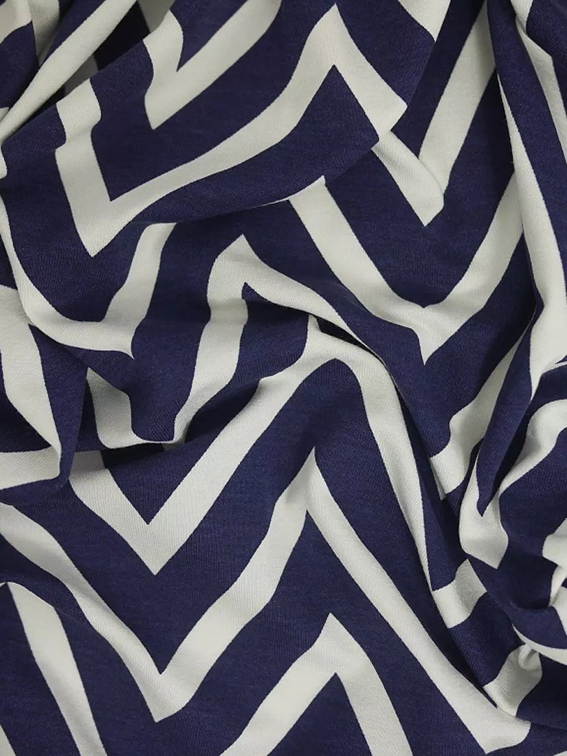 Montreux Fabrics zigzag jersey fabric blue white 150cm - British product