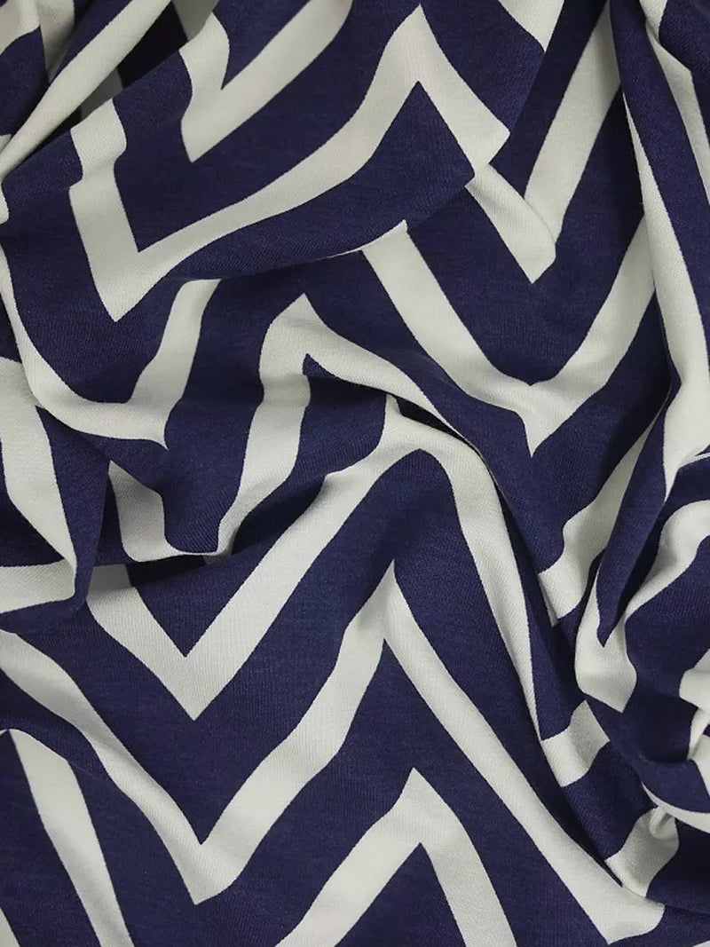 Montreux Fabrics zigzag jersey fabric blue white 150cm - British product
