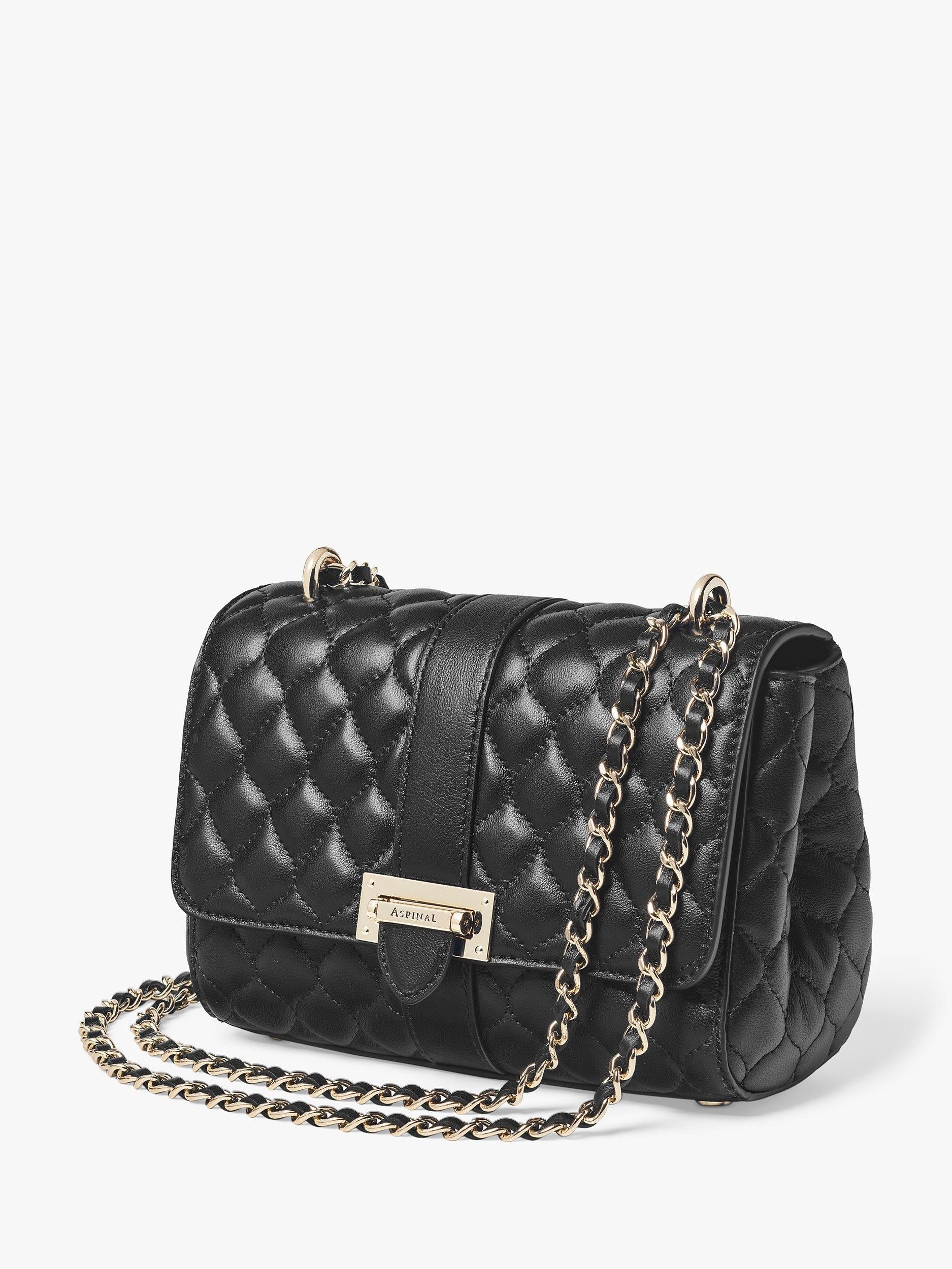 Aspinal Lottie Small smooth quilted leather shoulder bag, imported from the UK